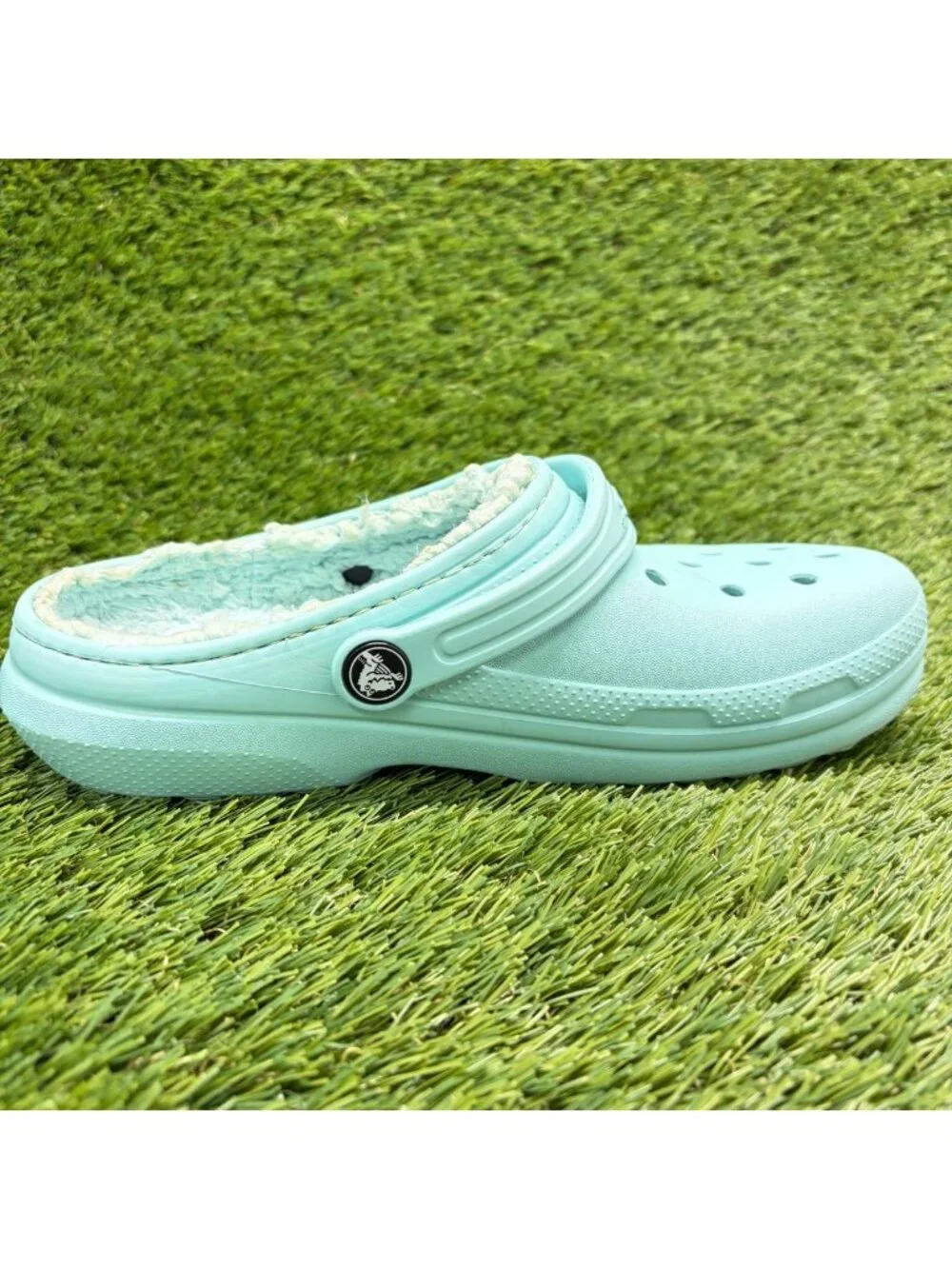 Crocs Classic Lined Clogs Boys Size 5Y Pistachio Blue Casual Walking Sandals